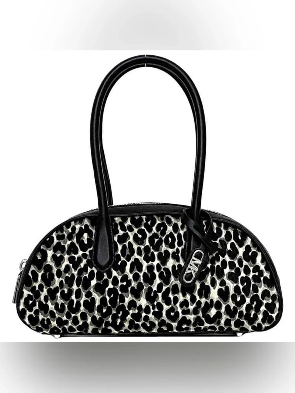 Michael Kors Lulu Black and White Leopard Print Satchel